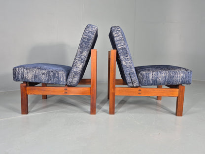 2 Vintage Lounge Chairs 1960s Mid Century Design Teak Frame Guy Rogers EB11848