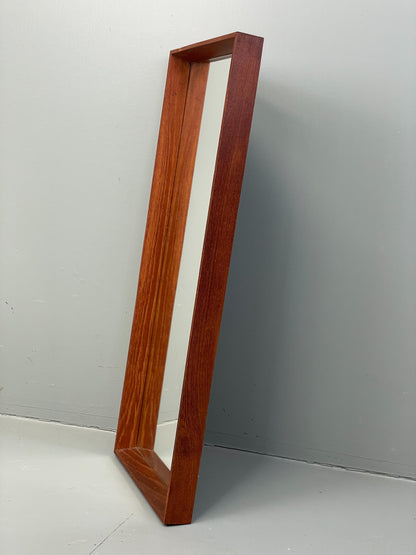 Vintage Teak Wall Mirror Rectangular Solid Danish Mid Century EB11966
