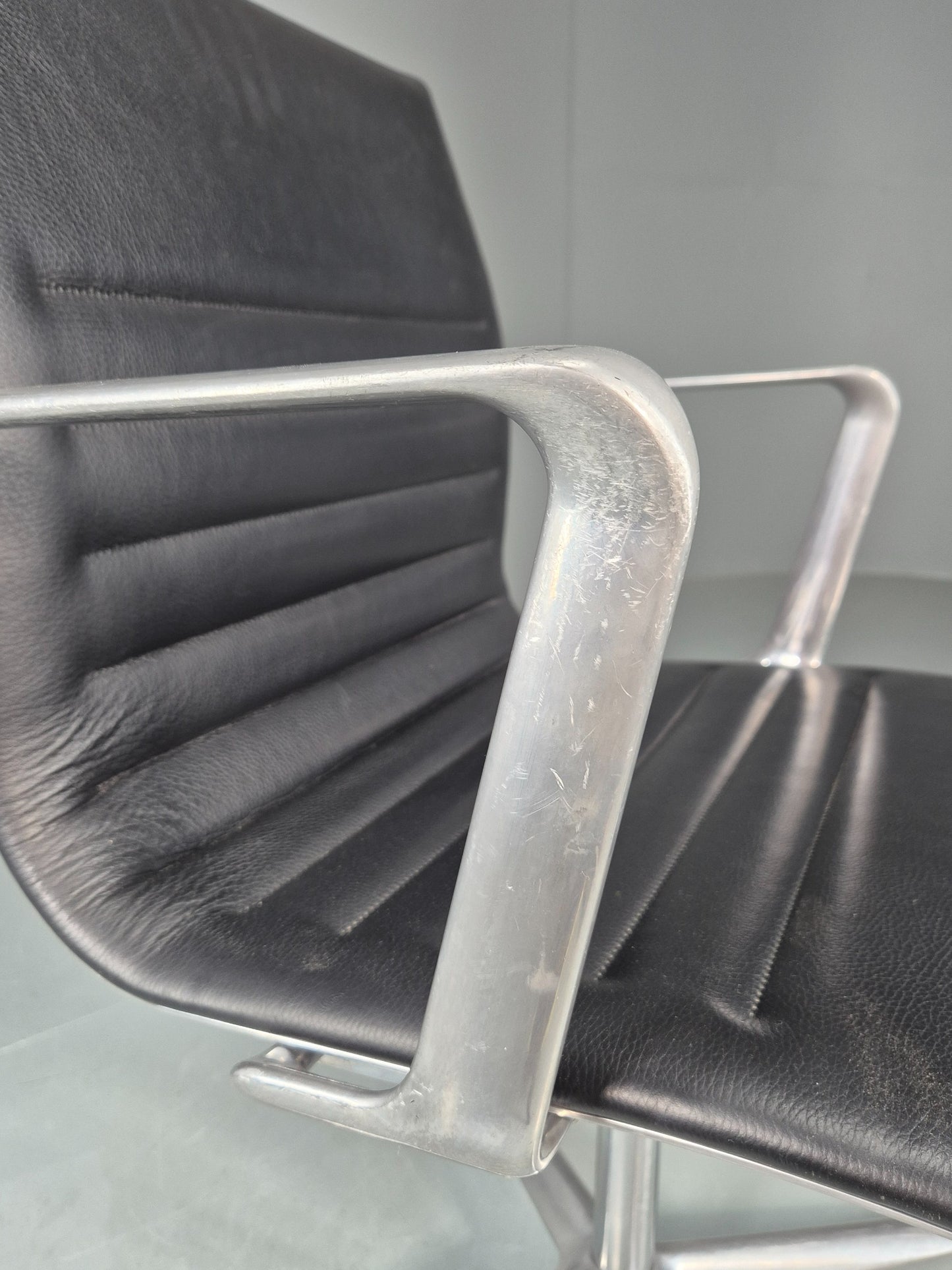 Vintage ICF Eames Style Office Chair Leather and Aluminium EB12242