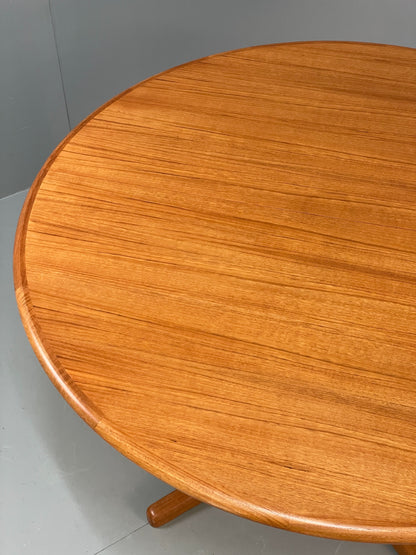 Vintage Teak Dining Table Circular Danish Retro Design 1970s EB12074