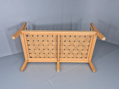 Vintage Swedish 2 Seater Sofa Brdr Andersen Beech Frame Blue 1980s Retro EB12369