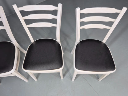 4 Vintage Kitchen Chairs 1960s Retro Black Vinyl and White Painted EB12584