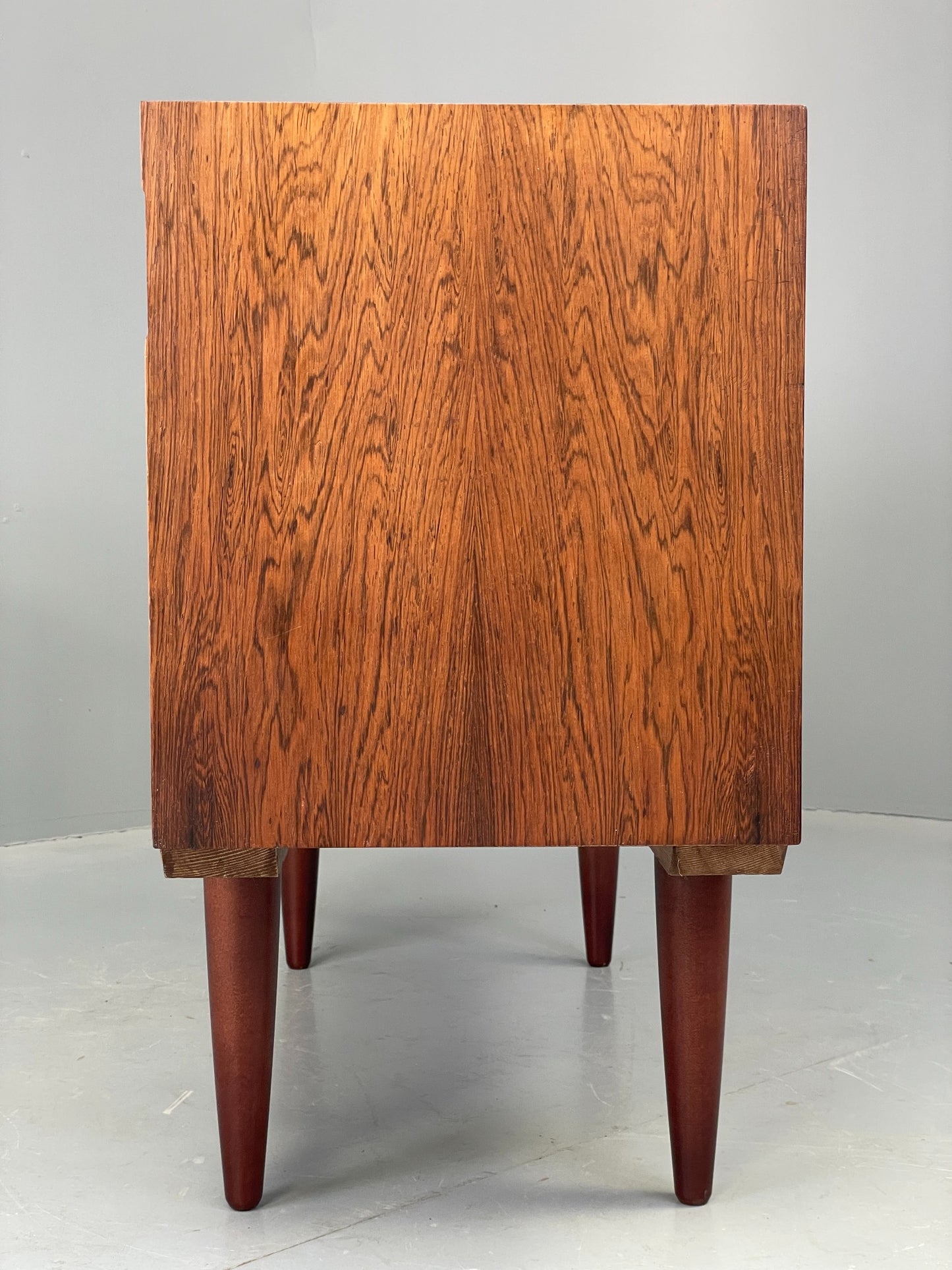 Vintage 1960s Danish Cabinet Mid Century Darkwood Drop Door Shelving EB12355