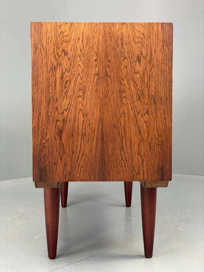 Vintage 1960s Danish Cabinet Mid Century Darkwood Drop Door Shelving EB12355