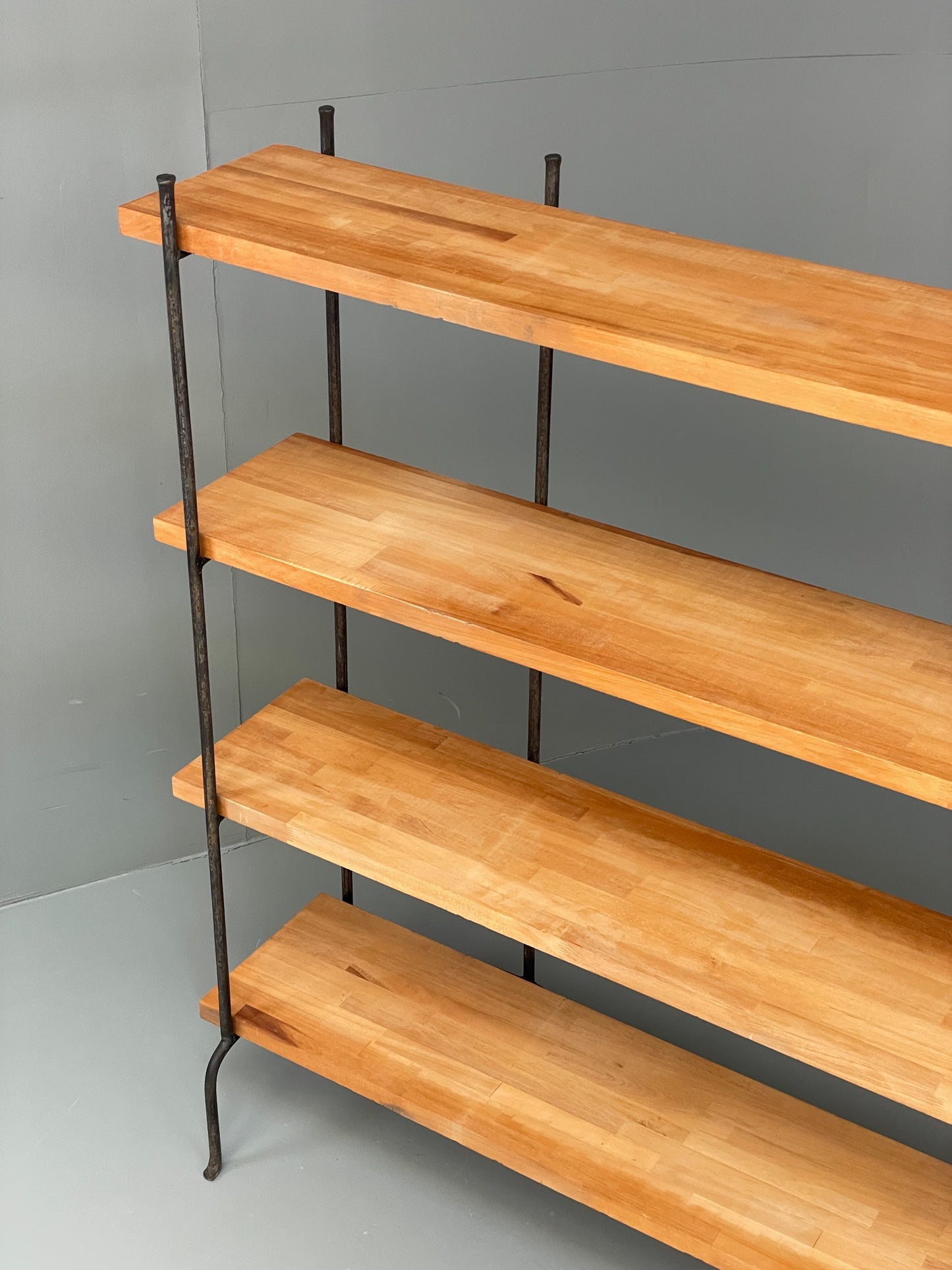 Vintage Open Shelving Unit Steel Acacia No Screws Freestanding EB12623