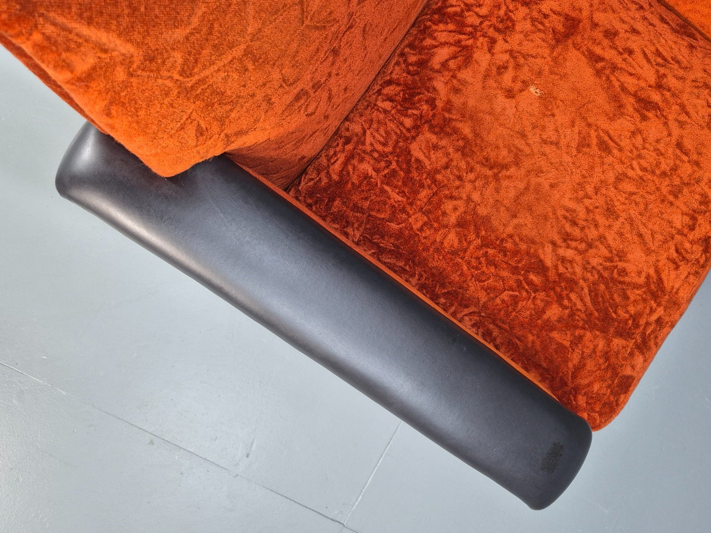 Vintage 1960s Lounge Chair Vinyl Orange Velour 1960s Retro MCM EB10569a MNOR
