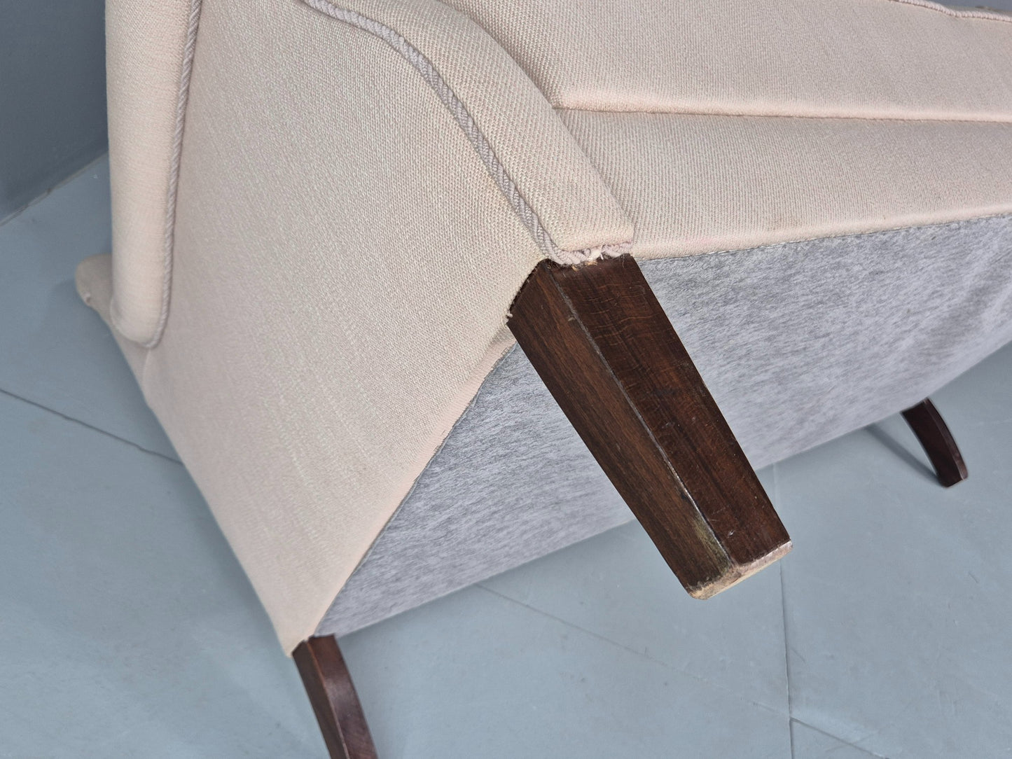 Vintage Danish 2 Seater Sofa Cottage Style Cotton Upholstery 1950s Retro EB12745