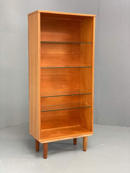 Vintage 1980s Teak Bookcase Beaver & Tapley Glass Shelves Retro Shelving EB12931