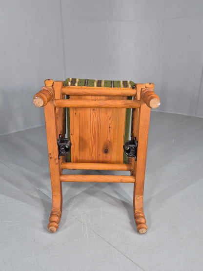 Vintage Henning Kjaernulf Oak Rocker 1970s Retro Original Cloth Green EB12112