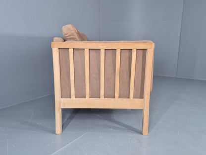Vintage 2 seater Sofa 1980s Danish Beech Ends Retro Mid Century Modern Eb12561