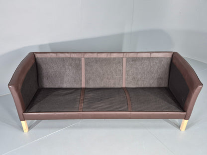 Vintage Danish 3 seat Sofa Brown Leather 1980s Retro MCM EB12433