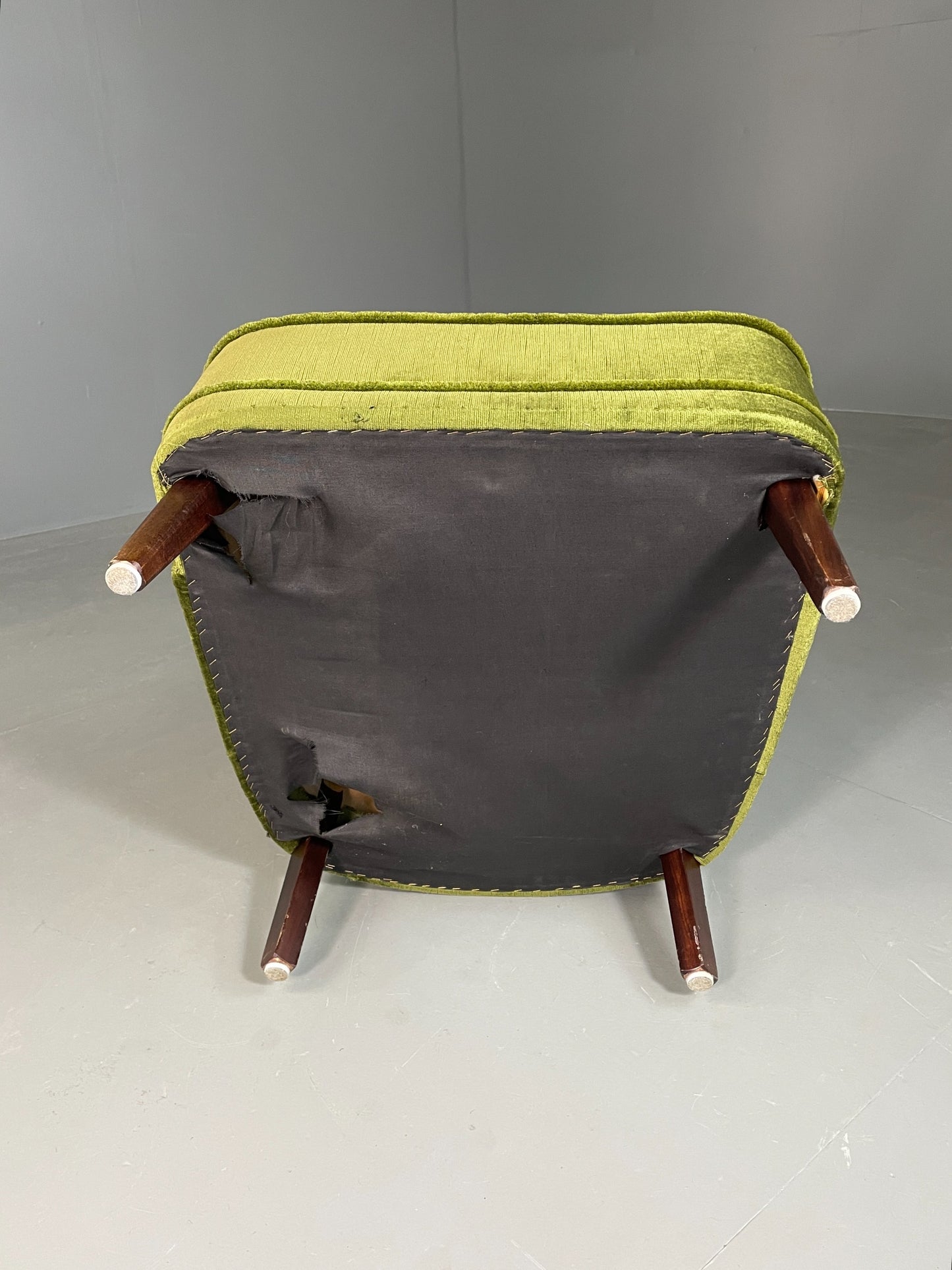 Vintage Cocktail Chair 1950s Danish Green Velvet Velour Retro EB06603