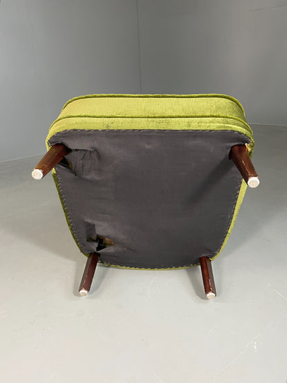 Vintage Cocktail Chair 1950s Danish Green Velvet Velour Retro EB06603