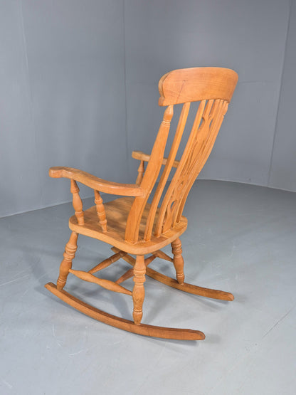 Vintage Beech Rocking Chair Antique Style Late 20th Century Splat Back EB12799