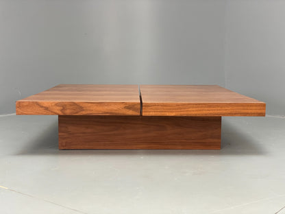 Square Coffee Table Walnut Modern Japanese Style With Storage EB12519