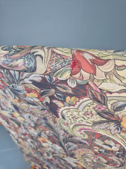 Vintage Mid Century Rocking Chair Floral Print Synthetic Fabric 1970s EB12920
