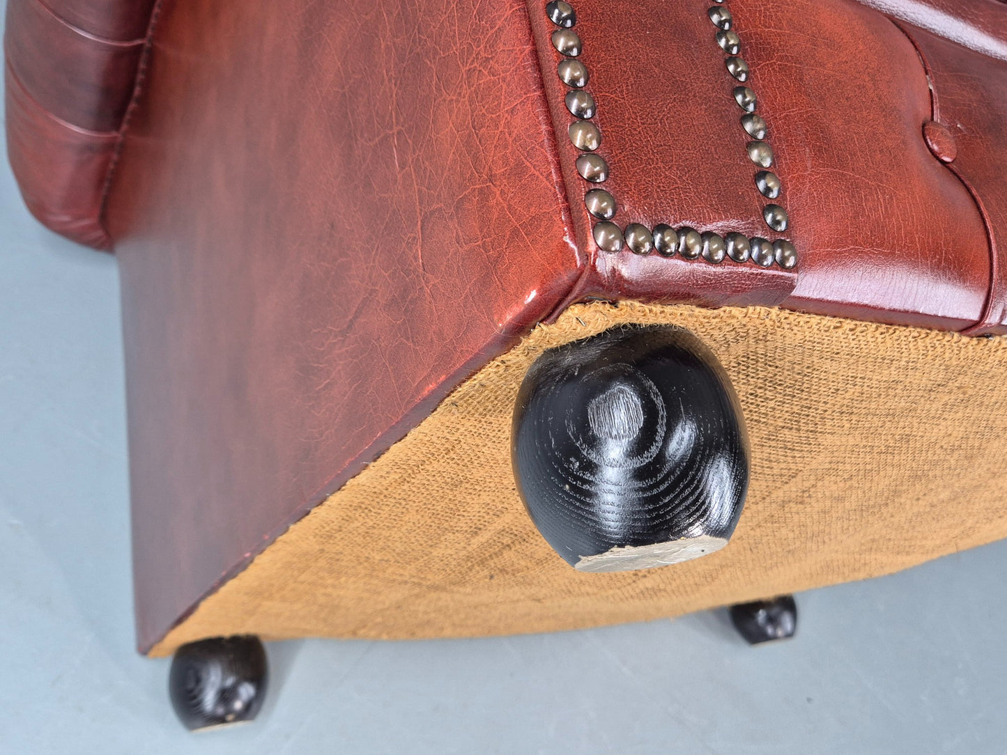 Vintage Chesterfield Club Chair Red Leather 1970s Retro EB12252