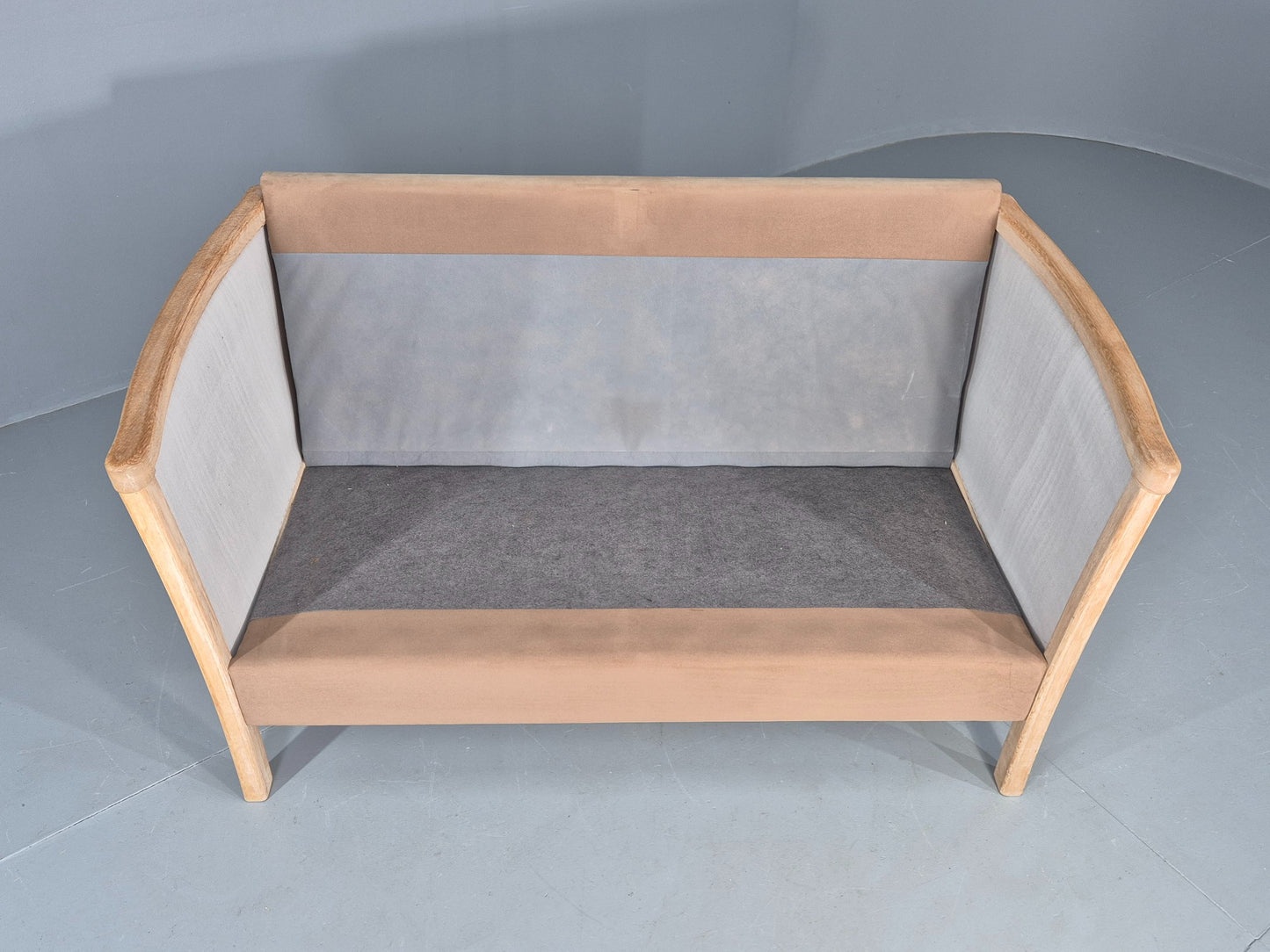 Vintage 2 seater Sofa 1980s Danish Beech Ends Retro Mid Century Modern Eb12561