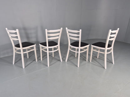 4 Vintage Kitchen Chairs 1960s Retro Black Vinyl and White Painted EB12584
