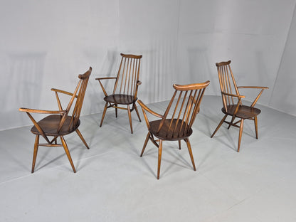 4 Ercol Goldsmith Elbow Carver Chairs 1960s Retro MCM Eb12592