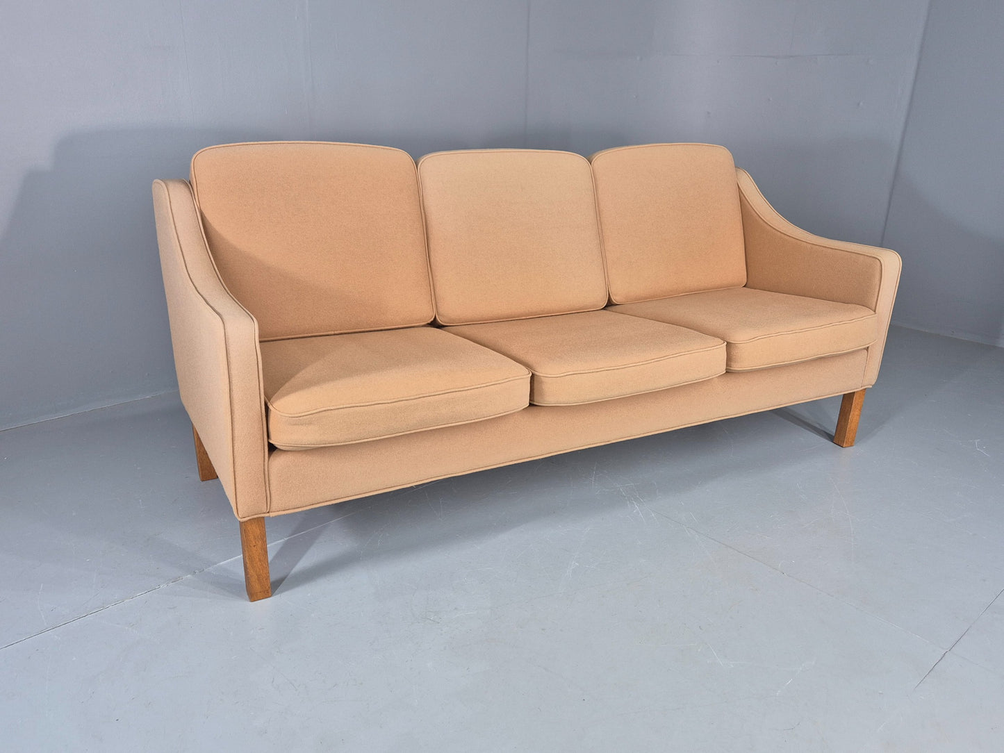 Vintage 3 Seater Sofa Beige Wool Upholstery Hurup MCM Retro 1980s EB12173
