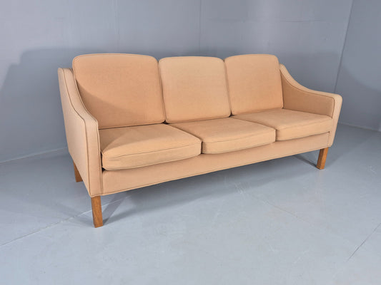 Vintage 3 Seater Sofa Beige Wool Upholstery Hurup MCM Retro 1980s EB12173