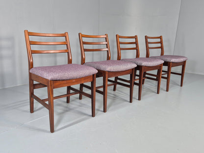 4 Vintage Teak Dining Chairs 1960s Mid Century with New Upholstery Retro EB11765
