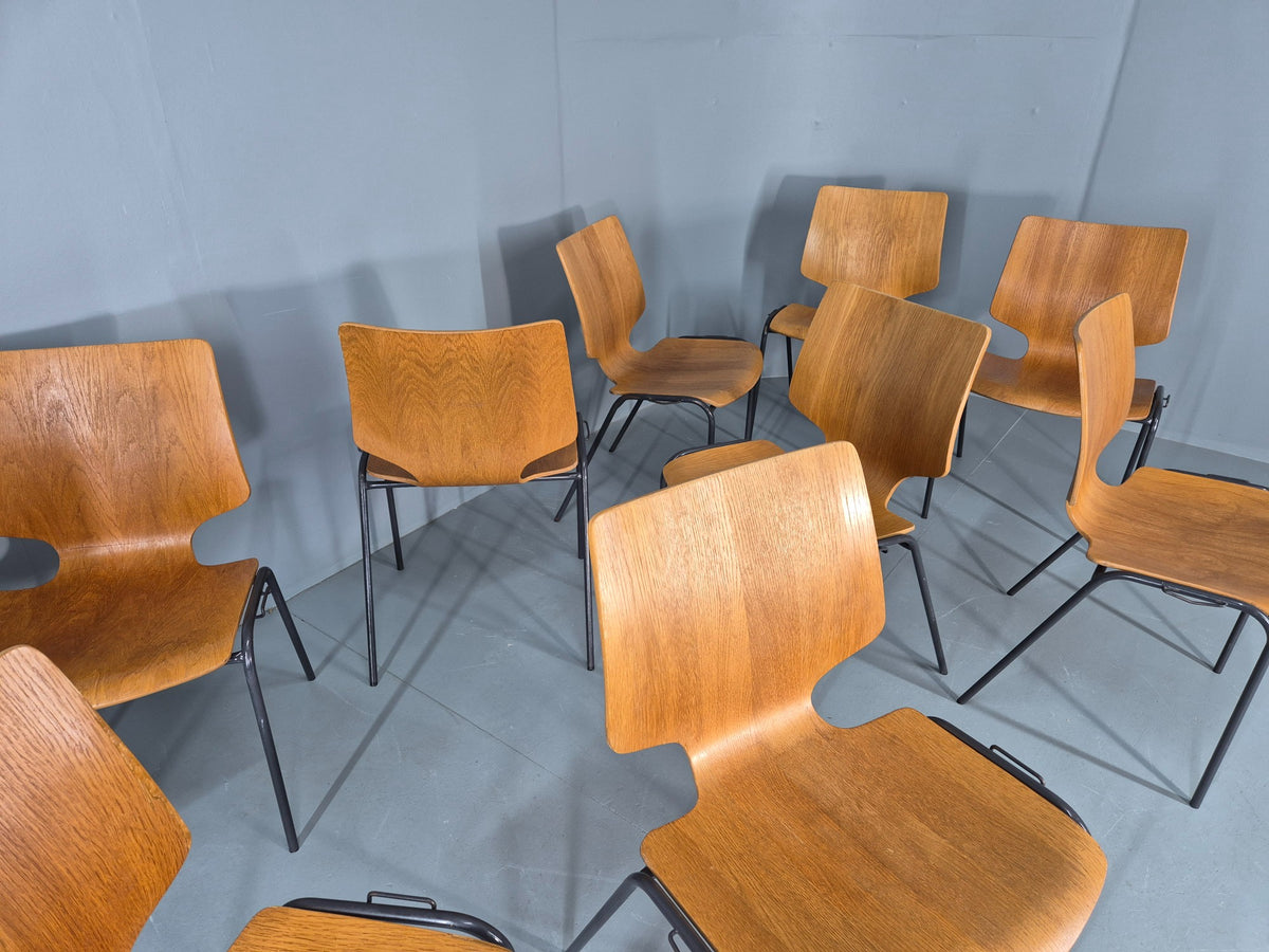 11 Vintage Stacking Chairs Industrial Danish Design Bent Ply Retro MCM EB12661