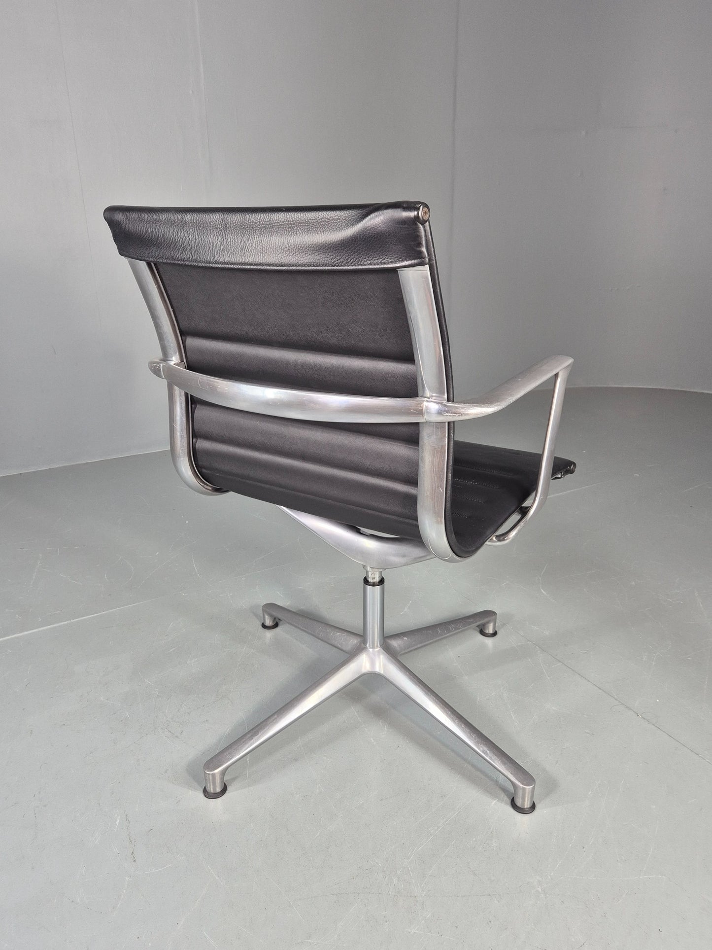 Vintage ICF Eames Style Office Chair Leather and Aluminium EB12241