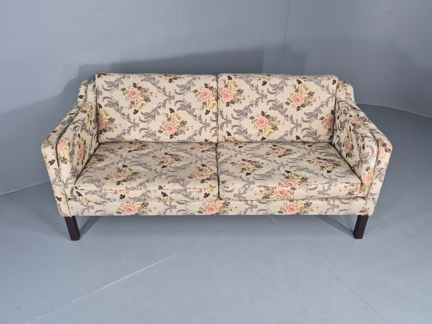 Vintage Danish 2 Seater Sofa 1970s Classical Floral Print Mid Century EB12540