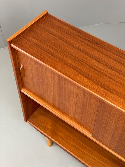 Vintage Teak Bookcase 1970s Retro Sliding Doors Gibbs Furniture Shelving EB13153