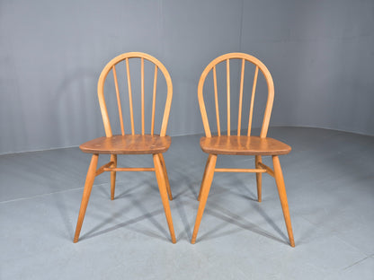 2 Ercol Windsor Chairs Elm and Beech 4 Stick Model 1960s Retro EB12269