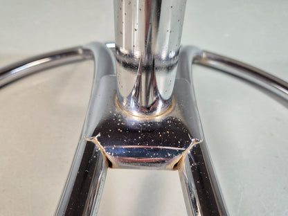 Vintage Mid Century Footstool Stressless 1970s Brown Leather Chrome EB07922