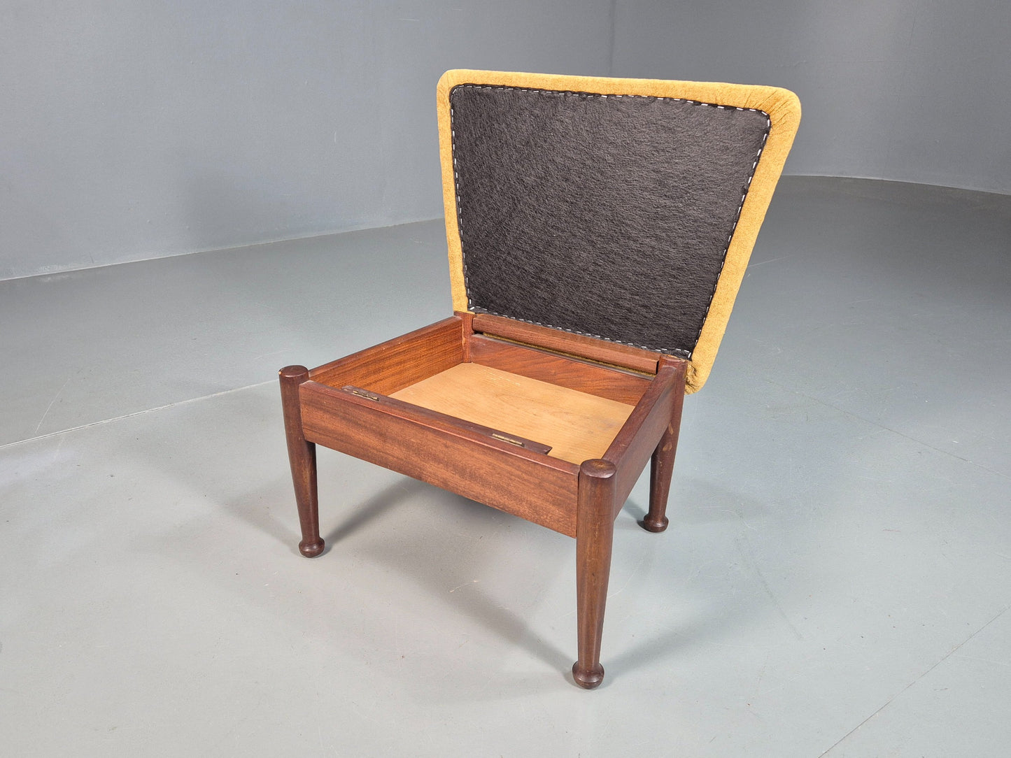 Vintage Mid Century Footstool Teak Guy Rogers 1960s Retro Gold EB07909