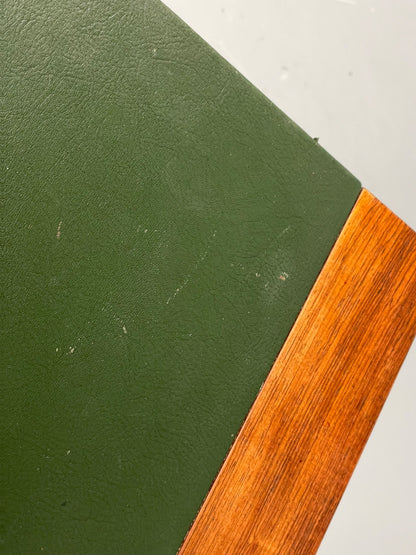 Vintage 1960s Side Table By Hans Olsen Sweden Green Leather Top EB11186