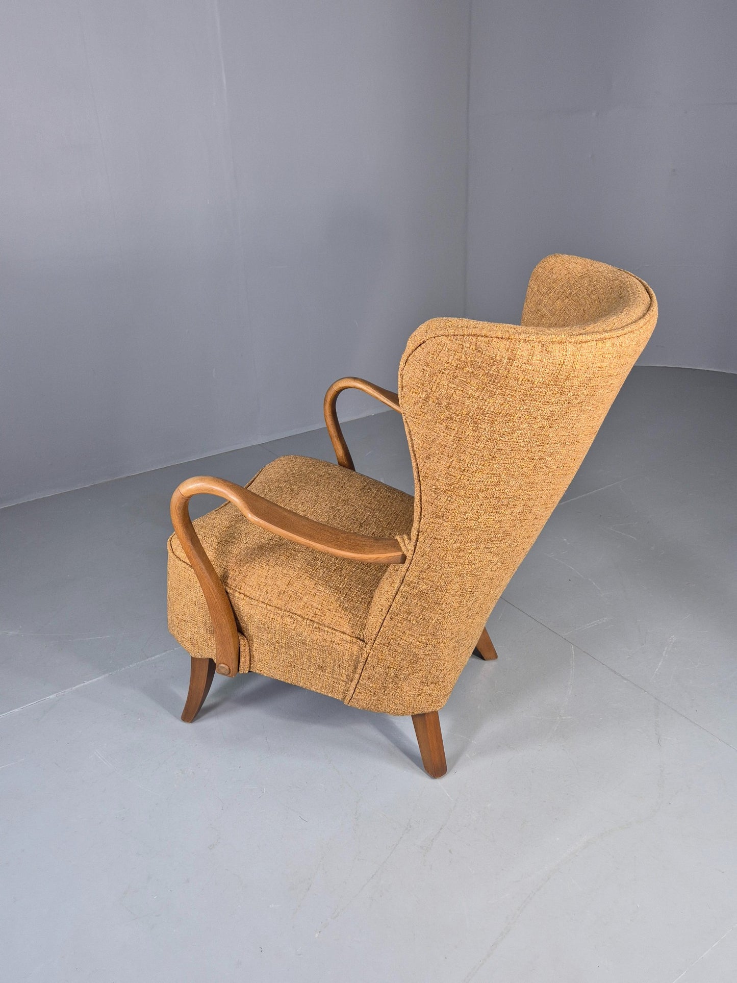 Vintage Mid Century Armchair Slagelse Mobelvaerk 1950s Newly Upholstered EB12790