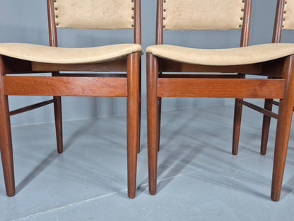4 Vintage Scandart Dining Chairs Cream Vinyl Teak Frame 1960s MCM Retro EB12188