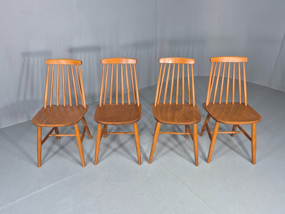 4 Vintage 1970s Retro Dining Chairs Scandinavian Stick Back Design EB12257