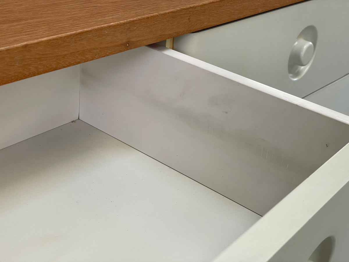 Vintage Chest Of Drawers By Stag White Retro 1980s Mid Century Oak Top EB12955