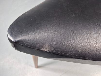 Vintage Danish Mid Century Footstool Triangular Black vinyl 1960s Retro EB12152