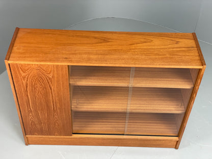 Vintage 1960s Glazed Bookcase Teak Mid Century Modern Shelving Cabinet EB12214