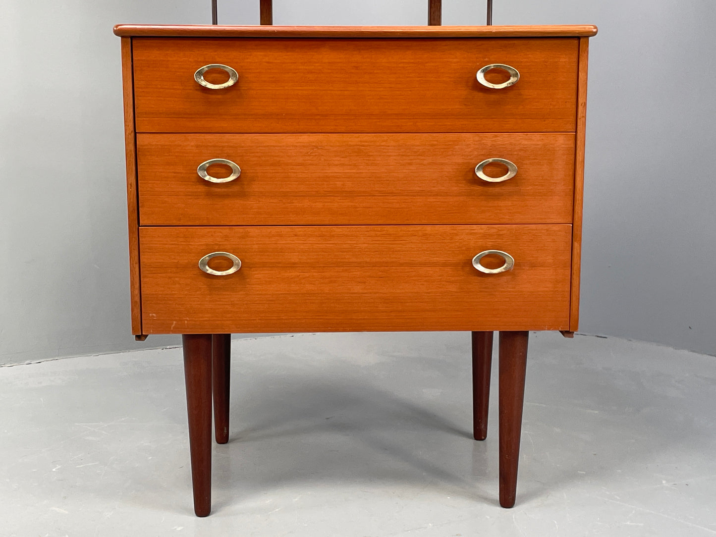 Vintage 1970s Bedside Cabinet Chest Of Drawers Cherry Mirror Retro EB12302