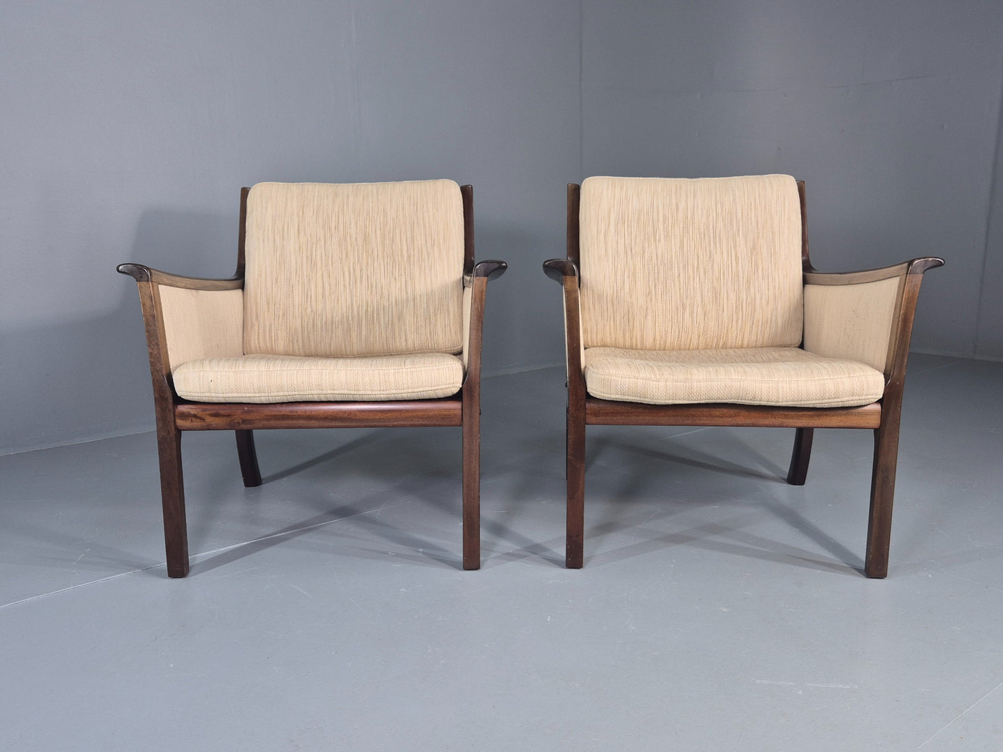 2 Vintage Ole Wanscher Mid Century Lounge Chairs P Jeppesen 1960s Retro EB12319