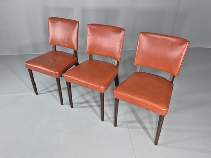 3 Mid Century Style Leather Dining Chairs Rero late 20th Century EB12532