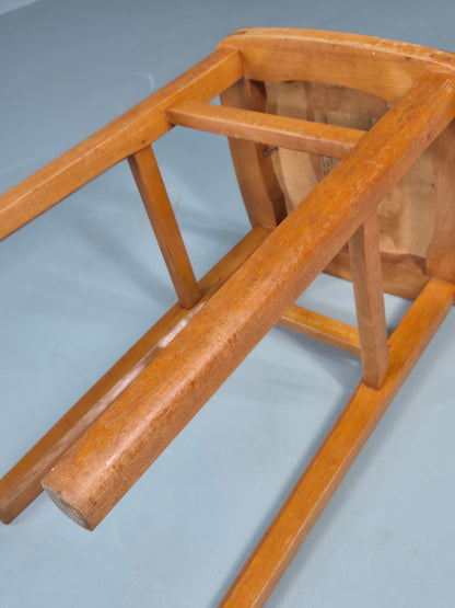 Vintage Kitchen Stool 1960s Retro Red Vinyl and Beech EB12531