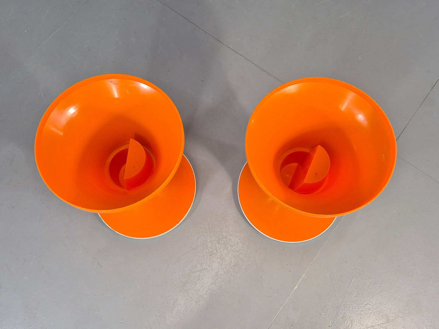 2 Vintage Orange and White Tam Tam Stools Retro 1960s Pop Art EB12253