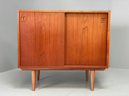 Vintage Teak Record Cabinet Danish 1970s Mid Century Shelving EB12326