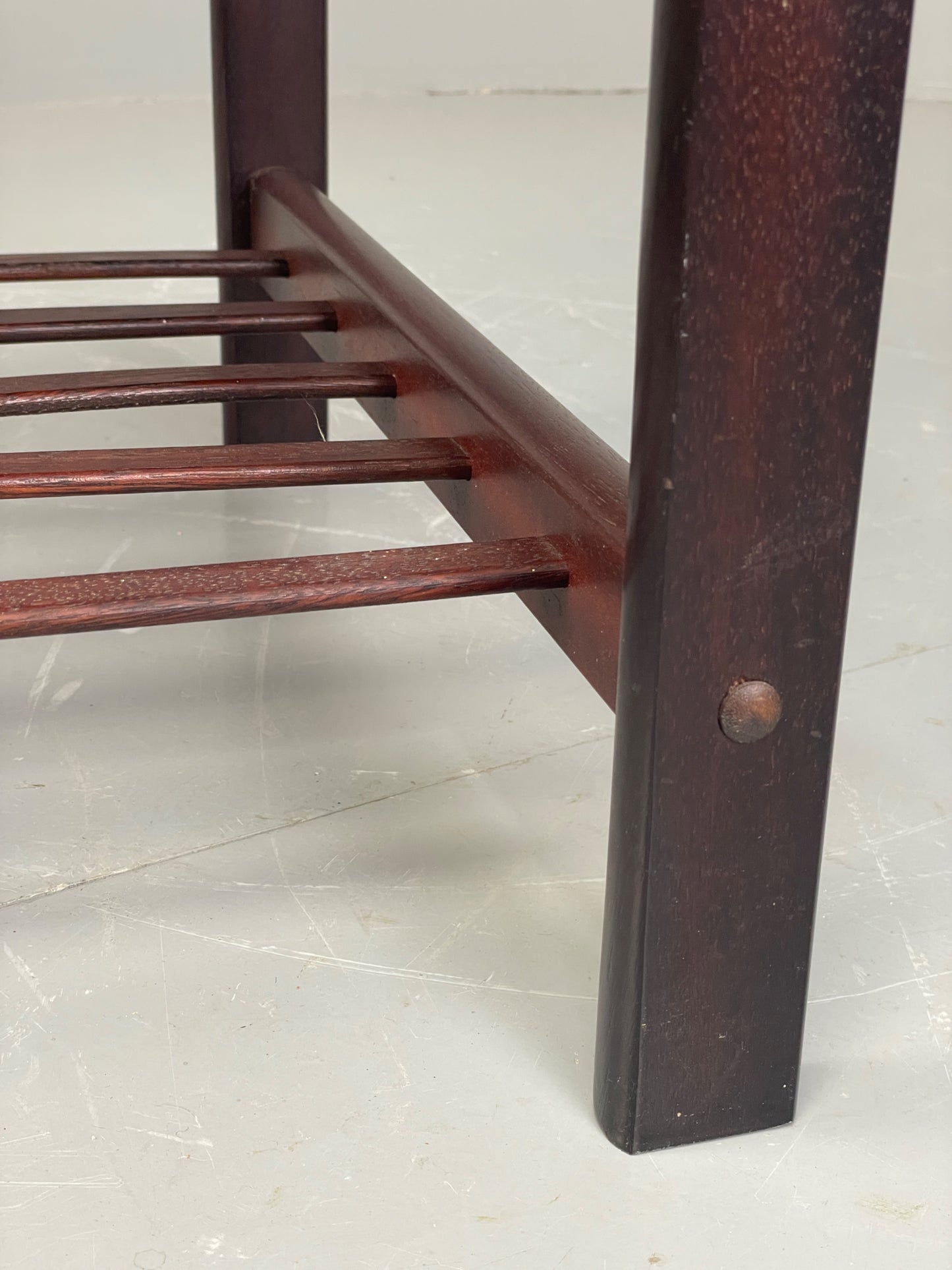 Vintage Danish Coffee Table Retro 1970s Darkwood With Magazine Rack EB12221