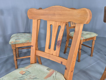 6 Vintage Danish Pine 1980s Dining Chairs Original Upholstery Retro EB12397