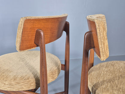 10 Vintage G Plan Dining Chairs Circle Seat Model Teak Frames Chenille EB12027